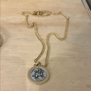 Jenny Bird Gold Chain Necklace with Engraved Pendant
